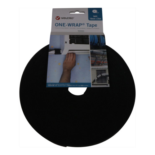 Velcro VEL-OW64102 | FR Black 10mm Wide VELCRO&Acirc;&reg; Brand ONE-WRAP&Acirc;&reg; Tape (25m roll)