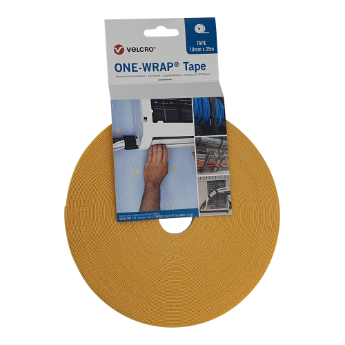 Velcro VEL-OW64104 | Yellow 10mm Wide VELCRO&Acirc;&reg; Brand ONE-WRAP&Acirc;&reg; Tape (25m roll)