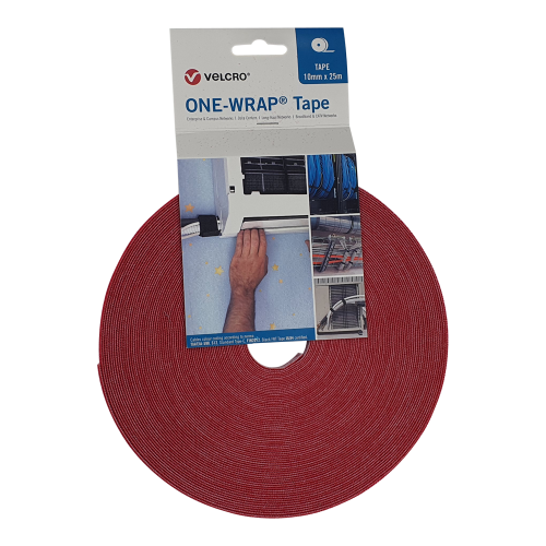 CMW Ltd VEL-OW64105 | Red 10mm Wide VELCRO&Acirc;&reg; Brand ONE-WRAP&Acirc;&reg; Tape (25m roll)