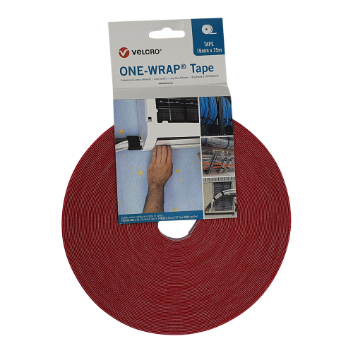 CMW Ltd VEL-OW64131 | Red 16mm Wide VELCRO&Acirc;&reg; Brand ONE-WRAP&Acirc;&reg; Tape (25m roll)