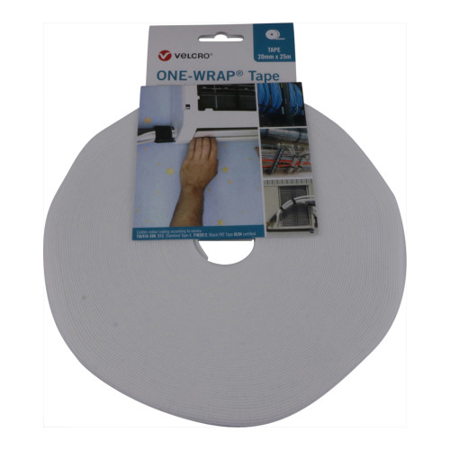 Velcro VEL-OW64139 | White 20mm Wide VELCRO&Acirc;&reg; Brand ONE-WRAP&Acirc;&reg; Tape (25m roll)