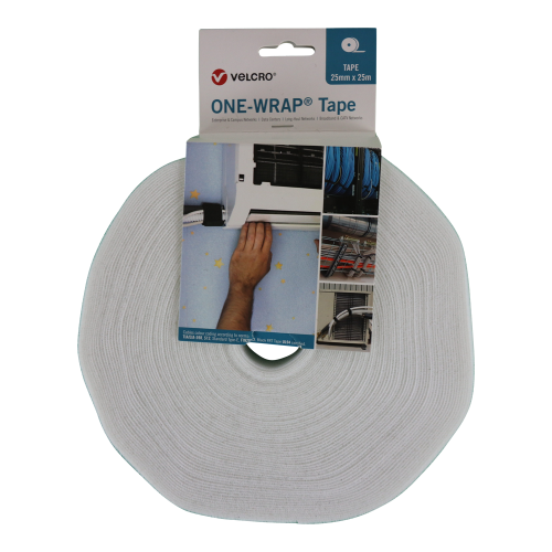 Velcro VEL-OW64152 | White 25mm Wide VELCRO&Acirc;&reg; Brand ONE-WRAP&Acirc;&reg; Tape (25m roll)