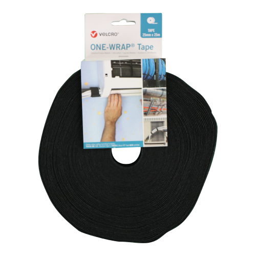 Velcro VEL-OW64153 | Black 25mm Wide VELCRO® Brand ONE-WRAP® Tape (25m roll)