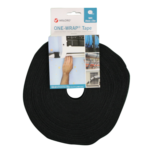 Velcro VEL-OW64153 | Black 25mm Wide VELCRO&Acirc;&reg; Brand ONE-WRAP&Acirc;&reg; Tape (25m roll)