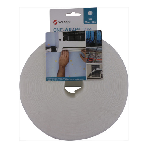 Velcro VEL-OW64178 | White 50mm Wide VELCRO&Acirc;&reg; Brand ONE-WRAP&Acirc;&reg; Tape (25m roll)