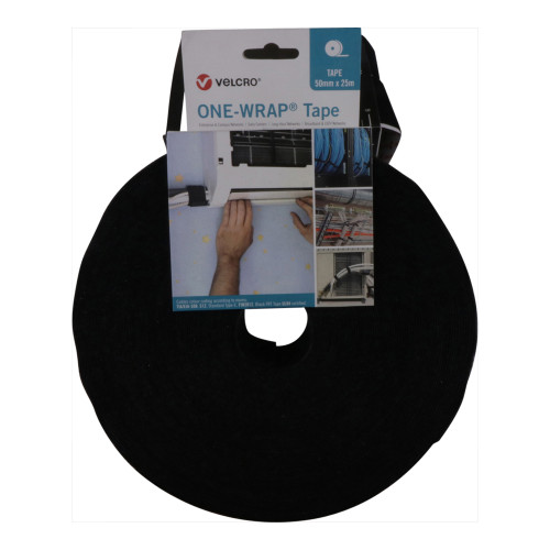 Velcro VEL-OW64179 | Black 50mm Wide VELCRO&Acirc;&reg; Brand ONE-WRAP&Acirc;&reg; Tape (25m roll)