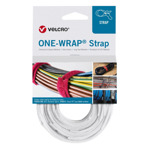 Velcro&Acirc;&reg; VEL-OW64400 White 150mm x 20mm ONE-WRAP&Acirc;&reg; Reusable Cable Ties Reel of 25