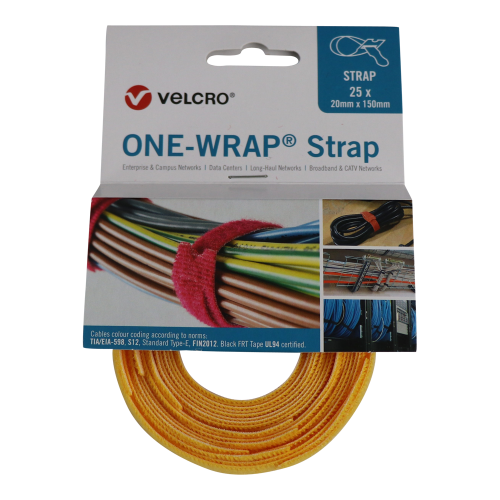 Velcro VEL-OW64404 | Yellow 150mm 20mm VELCRO&Acirc;&reg; Brand ONE-WRAP&Acirc;&reg; Cable Ties (Reel / 25)