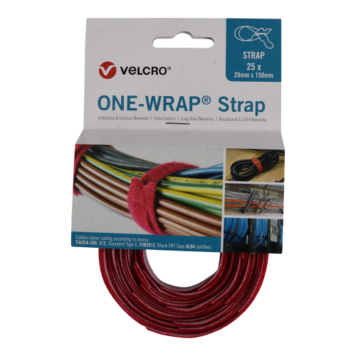 Velcro VEL-OW64405 | Red 150mm 20mm VELCRO&Acirc;&reg; Brand ONE-WRAP&Acirc;&reg; Cable Ties (Reel / 25)