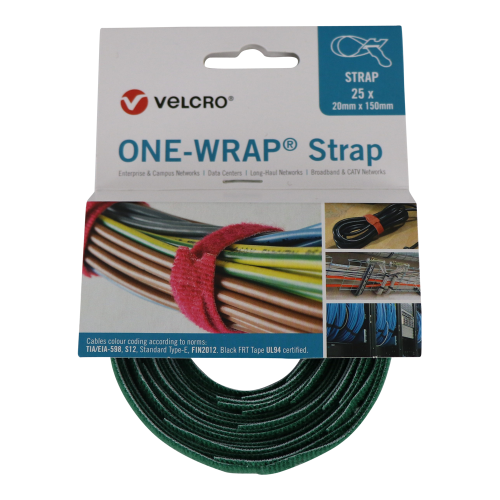 Velcro VEL-OW64406 | Green 150mm 20mm VELCRO&Acirc;&reg; Brand ONE-WRAP&Acirc;&reg; Cable Ties (Reel / 25)