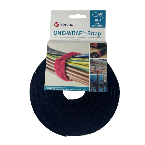 Velcro&Acirc;&reg; VEL-OW64427 Black 150mm x 20mm ONE-WRAP&Acirc;&reg; Reusable Cable Ties Roll of 100