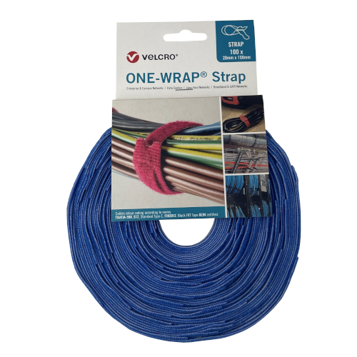Velcro&Acirc;&reg; VEL-OW64429 Royal Blue 150mm x 20mm ONE-WRAP&Acirc;&reg; Reusable Cable Ties Roll of 100