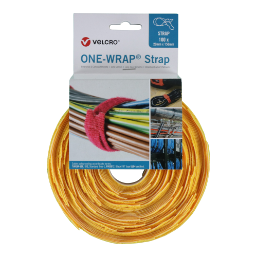 Velcro VEL-OW64430 | Yellow 150mm x 20mm VELCRO&Acirc;&reg; Brand ONE-WRAP&Acirc;&reg; Cable Ties (Roll/100)