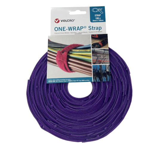 Velcro&Acirc;&reg; VEL-OW64433 Purple 150mm x 20mm ONE-WRAP&Acirc;&reg; Reusable Cable Ties Roll of 100