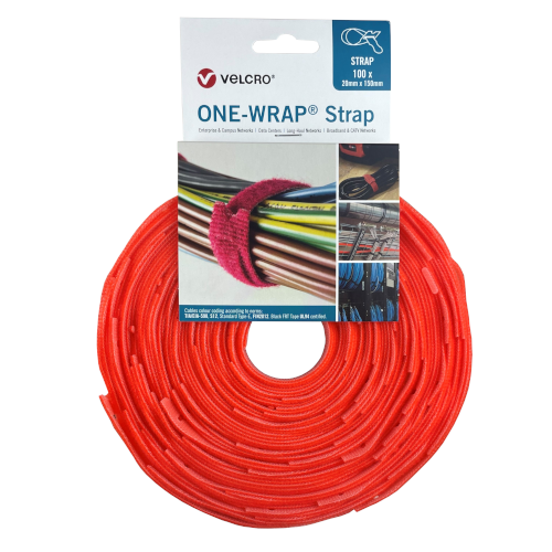 Velcro&Acirc;&reg; VEL-OW64437 Orange 150mm x 20mm ONE-WRAP&Acirc;&reg; Reusable Cable Ties Roll of 100