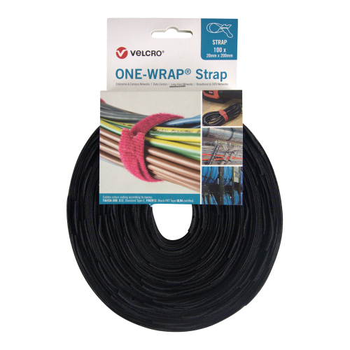 Velcro VEL-OW64527 | One-Wrap Strap 20x200mm black Roll with 100 Units