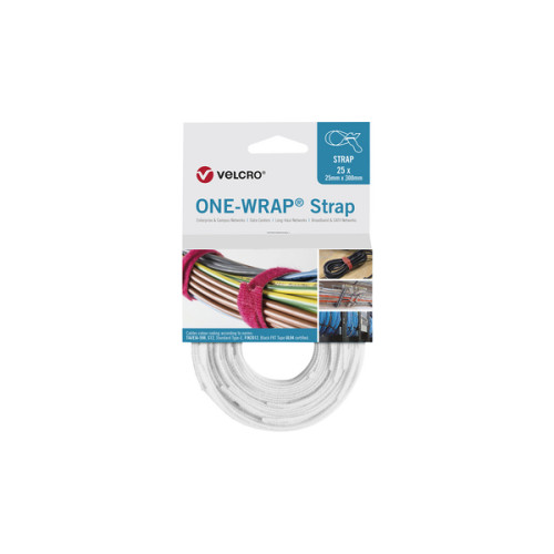 Velcro VEL-OW64800 | White 300mm x 25mm VELCRO® Brand ONE-WRAP Cable Ties (Reel / 25)