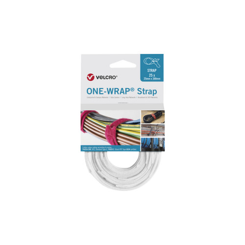 Velcro VEL-OW64800 | White 300mm x 25mm VELCRO&Acirc;&reg; Brand ONE-WRAP Cable Ties (Reel / 25)