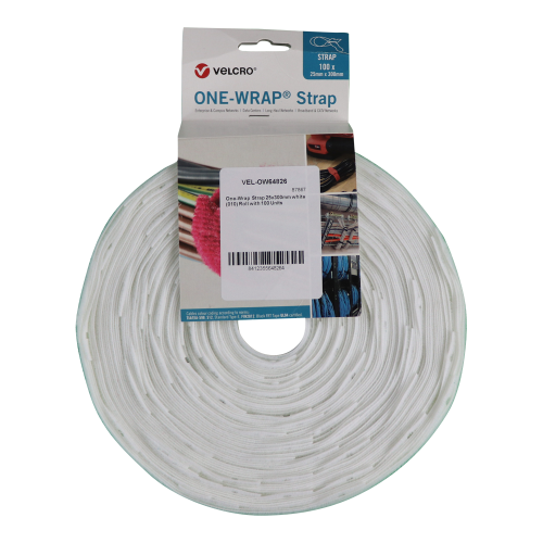 Velcro VEL-OW64826 | One-Wrap Strap 25x300mm white (010) Roll with 100 Units