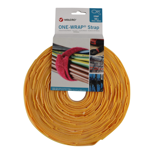 Velcro VEL-OW64830 | Yellow 300mm x 25mm VELCRO&Acirc;&reg; Brand ONE-WRAP&Acirc;&reg; Cable Ties (Roll/100)