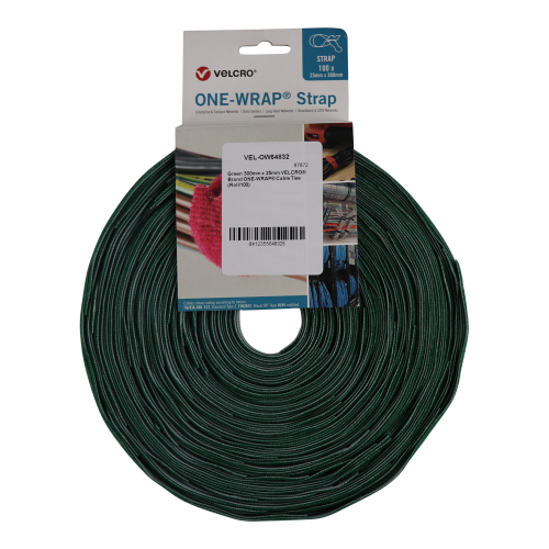Velcro VEL-OW64832 | Green 300mm x 25mm VELCRO® Brand ONE-WRAP® Cable Ties (Roll/100)