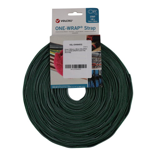 Velcro VEL-OW64832 | Green 300mm x 25mm VELCRO&Acirc;&reg; Brand ONE-WRAP&Acirc;&reg; Cable Ties (Roll/100)
