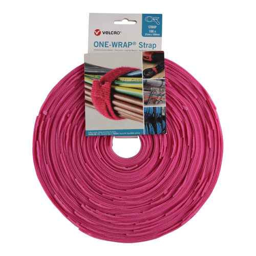 Velcro VEL-OW64835 | Pink 300mm x 25mm VELCRO® Brand ONE-WRAP® Cable Ties (Roll/100)