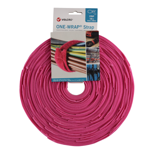 Velcro VEL-OW64835 | Pink 300mm x 25mm VELCRO&Acirc;&reg; Brand ONE-WRAP&Acirc;&reg; Cable Ties (Roll/100)