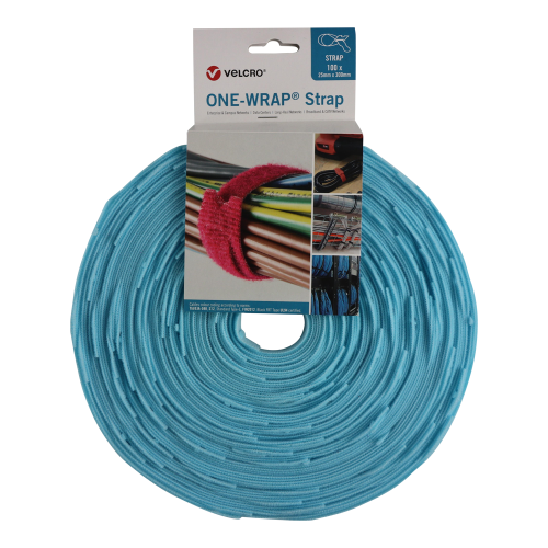 Velcro VEL-OW64836 | Aqua 300mm x 25mm VELCRO&Acirc;&reg; Brand ONE-WRAP&Acirc;&reg; Cable Ties (Roll/100)