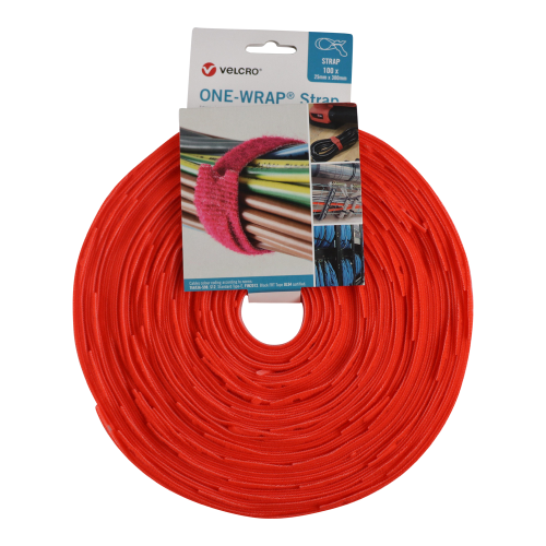 Velcro VEL-OW64837 | Orange 300mm x 25mm VELCRO® Brand ONE-WRAP® Cable Ties (Roll/100)