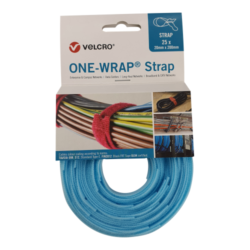 Velcro VEL-OW64510 | Aqua 200mm x 20mm VELCRO® Brand ONE-WRAP® Cable Ties (Reel / 25)