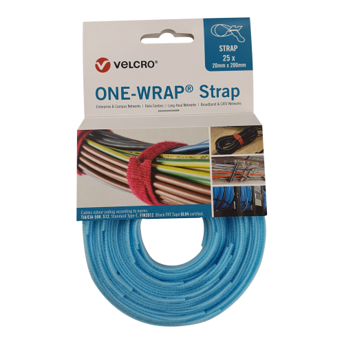 Velcro VEL-OW64510 | Aqua 200mm x 20mm VELCRO&Acirc;&reg; Brand ONE-WRAP&Acirc;&reg; Cable Ties (Reel / 25)