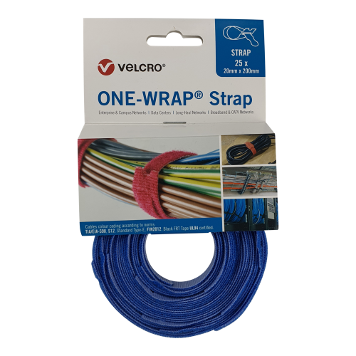 Velcro VEL-OW64503 | Royal Blue 200mm x 20mm VELCRO&Acirc;&reg; Brand ONE-WRAP&Acirc;&reg; Cable Ties (Reel / 25)