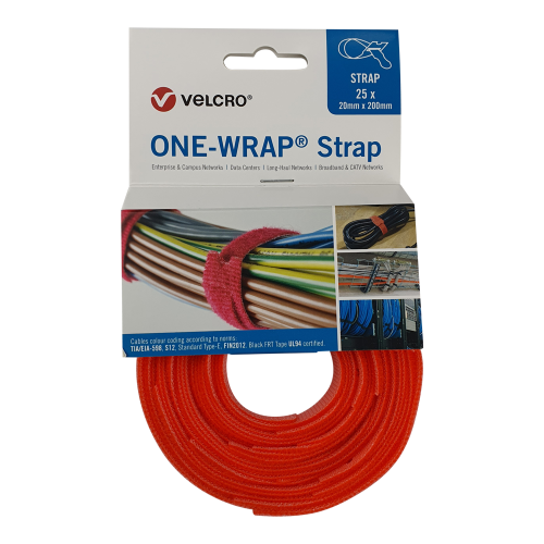 Velcro VEL-OW64511 | Orange 200mm x 20mm VELCRO&Acirc;&reg; Brand ONE-WRAP&Acirc;&reg; Cable Ties (Reel / 25)