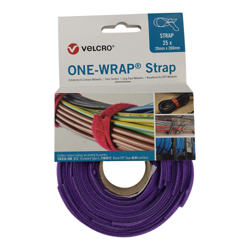 Velcro VEL-OW64507 | Purple 200mm x 20mm VELCRO&Acirc;&reg; Brand ONE-WRAP&Acirc;&reg; Cable Ties (Reel / 25)