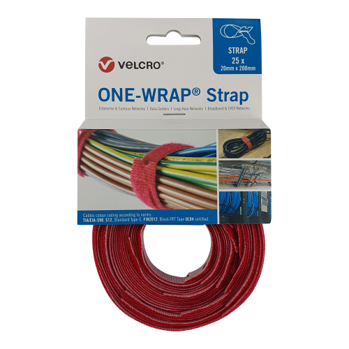 Velcro VEL-OW64505 | Red 200mm x 20mm VELCRO&Acirc;&reg; Brand ONE-WRAP&Acirc;&reg; Cable Ties (Reel / 25)