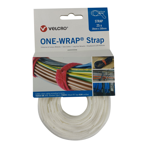 Velcro VEL-OW64500 | White 200mm x 20mm VELCRO&Acirc;&reg; Brand ONE-WRAP&Acirc;&reg; Cable Ties (Reel / 25)