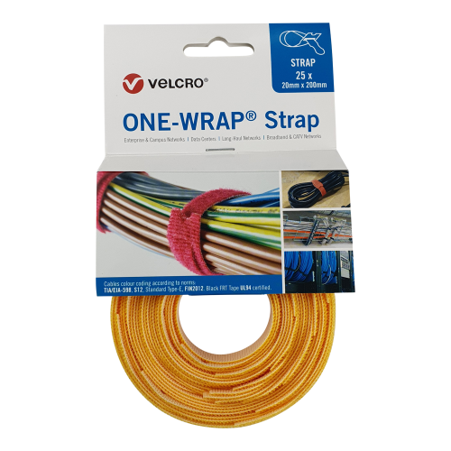 Velcro VEL-OW64504 | Yellow 200mm x 20mm VELCRO&Acirc;&reg; Brand ONE-WRAP&Acirc;&reg; Cable Ties (Reel / 25)