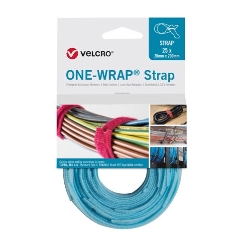 Velcro VEL-OW64710 | Aqua 330mm x 20mm VELCRO&Acirc;&reg; Brand ONE-WRAP&Acirc;&reg; Cable Ties (Reel / 25)