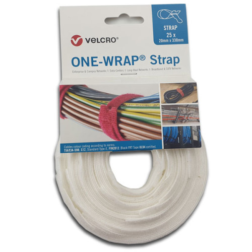 Velcro VEL-OW64700 | White 330mm x 20mm VELCRO&Acirc;&reg; Brand ONE-WRAP&Acirc;&reg; Cable Ties (reel/25)