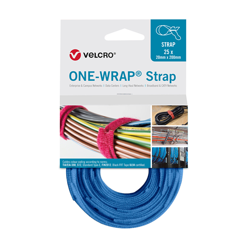 Velcro VEL-OW64503 | Royal Blue 200mm x 20mm VELCRO® Brand ONE-WRAP® Cable Ties (Reel / 25)