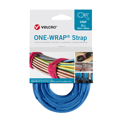 Velcro VEL-OW64503 | Royal Blue 200mm x 20mm VELCRO&Acirc;&reg; Brand ONE-WRAP&Acirc;&reg; Cable Ties (Reel / 25)