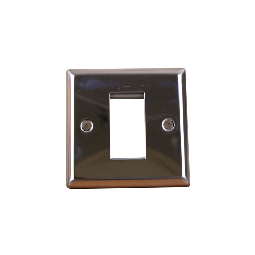 Kauden Single Polished Chrome Bevelled Edge Plate accepts 1 EURO Module 50x25mm