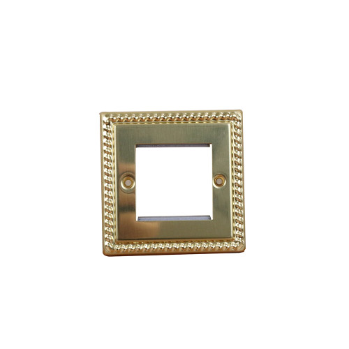 Double Georgian Brass Faceplate Accepts 2 Euro Modules 50mm x 25mm
