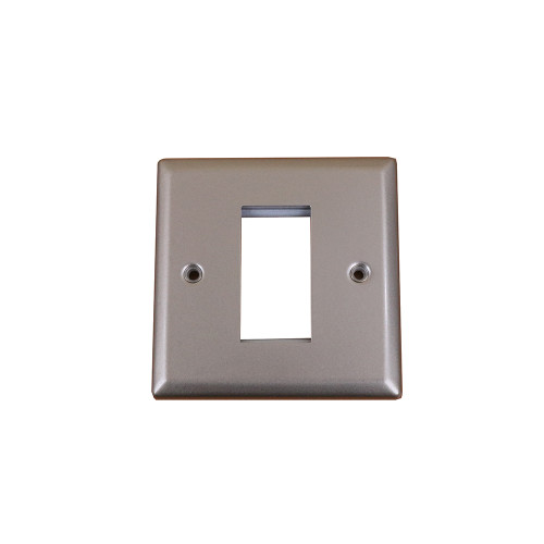 Kauden Single Satin Chrome Bevelled Edge Plate accepts 1 EURO Module 50x25mm