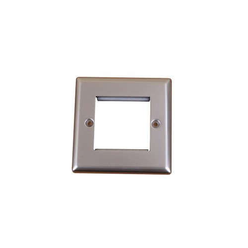 Kauden Double Satin Chrome Bevelled Edge Plate accepts 2 EURO Modules 50x25mm