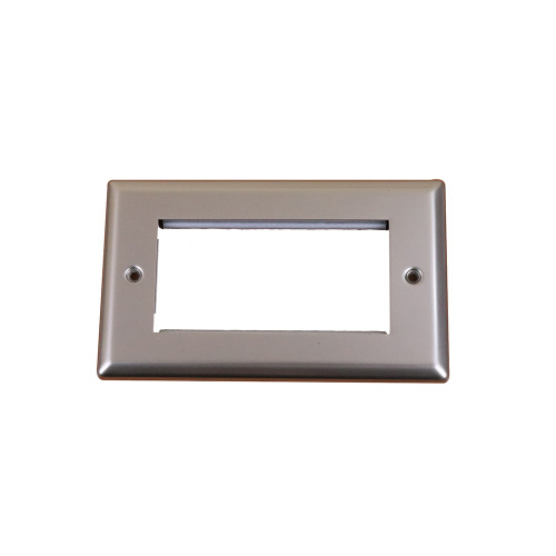 Scolmore DPSC312 Quad Satin Chrome Bevelled Edge Plate accepts 4 EURO Modules 50x25mm