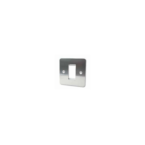 CMW Ltd | Single Brushed Steel Flat Edge Plate accepts 1 EURO Module 50x25mm