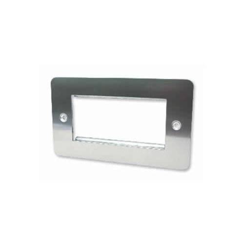 CMW Ltd | Quad Brushed Steel Flat Edge Plate accepts 4 EURO Modules 50x25mm