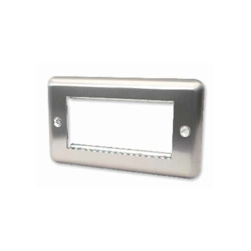 CMW Ltd | Quad Brushed Steel Round Edge Plate accepts 4 EURO Modules 50x25mm
